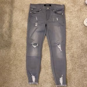 Express grey distressed denim jeans